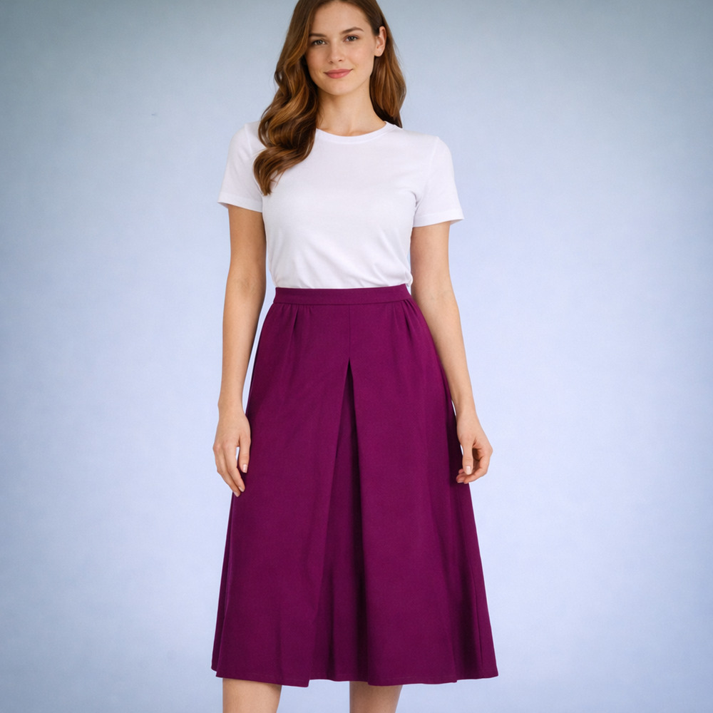 Pendleton Size 8 Magenta Pink Purple Midi Length Pleated Wool Skirt Vintage USA